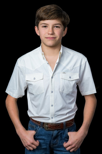 CORE - Kid's White Short Sleeve Pearl Snap Shirt