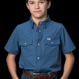 CORE - Kid's Blue Short Sleeve Pearl Snap Shirt