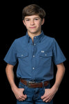 CORE - Kid's Blue Short Sleeve Pearl Snap Shirt
