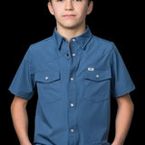 CORE - Kid's Blue Short Sleeve Pearl Snap Shirt