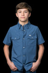 CORE - Kid's Blue Short Sleeve Pearl Snap Shirt
