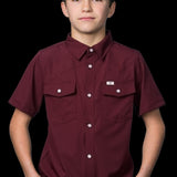 CORE - Kid's Maroon Short Sleeve Pearl Snap Shirt