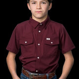 CORE - Kid's Maroon Short Sleeve Pearl Snap Shirt