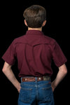 CORE - Kid's Maroon Short Sleeve Pearl Snap Shirt