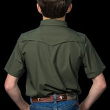CORE - Kid's Olive Green Short Sleeve Pearl Snap Shirt