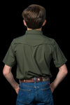 CORE - Kid's Olive Green Short Sleeve Pearl Snap Shirt