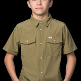 CORE - Kid's Khaki Short Sleeve Pearl Snap Shirt