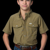 CORE - Kid's Khaki Short Sleeve Pearl Snap Shirt