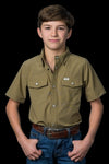 CORE - Kid's Khaki Short Sleeve Pearl Snap Shirt