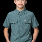 CORE - Kid's Aqua Short Sleeve Pearl Snap Shirt