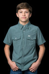 CORE - Kid's Aqua Short Sleeve Pearl Snap Shirt