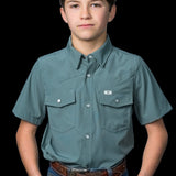 CORE - Kid's Aqua Short Sleeve Pearl Snap Shirt
