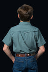 CORE - Kid's Aqua Short Sleeve Pearl Snap Shirt
