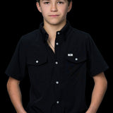 CORE - Kid's Black Short Sleeve Pearl Snap Shirt