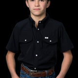 CORE - Kid's Black Short Sleeve Pearl Snap Shirt