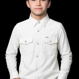 CORE - Kid's White Long Sleeve Pearl Snap Shirt