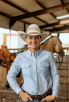 The Remi Women's Pearl Snap Long Sleeve Shirt