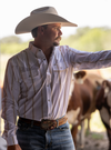 The Tristan Long Sleeve Pearl Snap Shirt in Cream