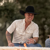 The Carson in Beige Short Sleeve Pearl Snap