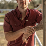 CORE - Men's Maroon Short Sleeve Pearl Snap Shirt